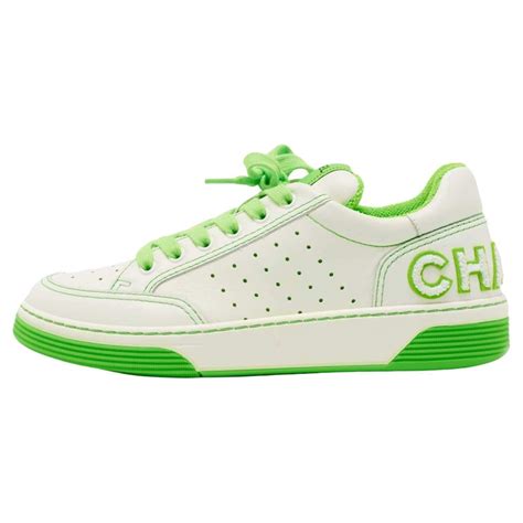 neon sneakers chanel|Chanel leather sneakers.